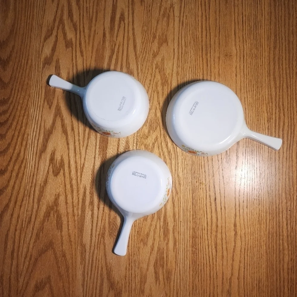 Corning Ware Pots & Skillet Vintage RARE Set Of 3 DURABLE NONTOXIC